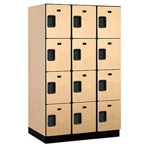 Salsbury Industries 4-Tier Extra Wide Designer Wood Locker, 6-Feet High, Maple