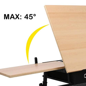 Drawing Table Tiltable Tabletop with Stool & 2 Drawers Adjustable Drafting Supplies Adjustable Desk Craft Table Drafting Table Office Furniture Drawing Supplies Desk Drawing Table Craft Desk