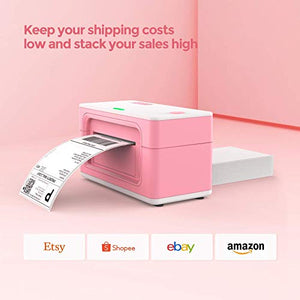 Pink Shipping Label Printer, [Upgraded 2.0] MUNBYN Label Printer Maker MUNBYN Thermal Direct Shipping Label MUNBYN External Rolls Label Holder