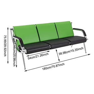 SHOUMANUAL Office Reception Sofa Set, 3-Seat PU Leather Waiting Room Bench - Green