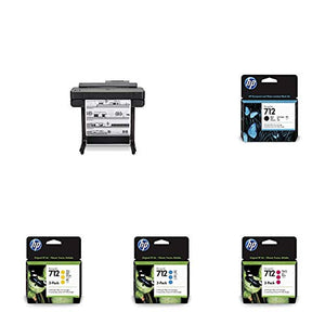 HP DesignJet T650 Large Format Wireless Plotter Printer - 24" (5HB08A), with Multipack and High-Capacity Genuine Ink Cartridges (10 Inks) - Bundle