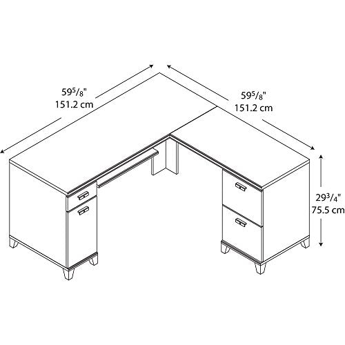 Bush Furniture Tuxedo L Shaped Desk in Hansen Cherry