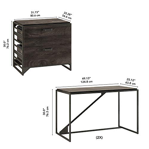 Bush Furniture Refinery 2 Person Workstation, Dark Gray Hickory