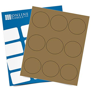 2.5 Inch Brown Kraft Round Labels - Pack of 9,000 Circle Stickers, 1,000 Sheets - Inkjet/Laser Printer - Online Labels