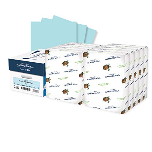 Hammermill Colored Paper, 20 lb Blue Printer Paper, 8.5 x 11-10 Ream (5,000 Sheets) - Made in the USA, Pastel Paper, 103309C