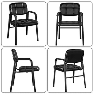 Yaheetech Pack of 6 Mid Back Office Guest Chairs with Armrest and Lumbar Support, Black