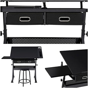 Art Supplies - Drafting Table Drawing Art Desk for Painters with Adjustable Black - TE04