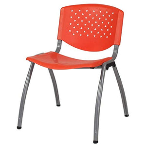 Contemporary Versatile Stacking Chairs Commercial Grade Material Ergonomically Contoured Perforated Back Design Durable Titanium Powder Coated Frame Office Home Furniture - Set of 5 Orange #2173