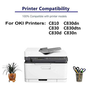 8-Pack (2BK+2C+2Y+2M) Compatible High Capacity Type C14 (44059112+ 4059111+ 44059109+ 44059110) Toner Cartridge Used for Oki C810, C830 Printer