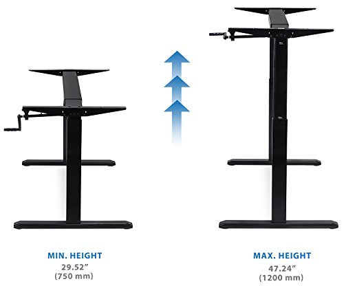 Mount-It! Stand Up Desk with Manual Crank, Frame Only, Height Adjustable Sit-Stand Base, Standing Ergonomic Home Office Desk Workstation, Black