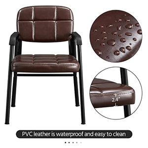 Yaheetech 6PCS Office Guest Reception Chairs Leather Waiting Room Executive Chair Brown