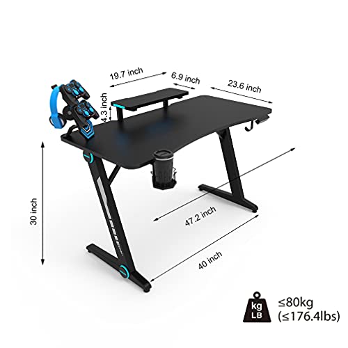 IMIKEYA Computer Desk Z- Shaped Gaming Computer Desk Gamer Workstation Corner Home Office Table