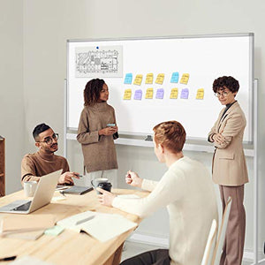 Double Sided Rolling Whiteboard, Mobile Whiteboard Magnetic White Board - 72 x 36 inches Large Reversible Dry Erase Board Easel Standing Board on Wheels with Silver Aluminum Frame and Stand