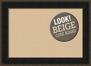 Amanti Art Beige Extra Large, Outer Size 44 x 32 Tan Cork Mezzanine Espresso Framed Bulletin Boards, 36x24