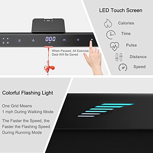 Goplus 2 in 1 Folding Treadmill with Alexa Home, 4.75HP Under Desk Electric Treadmill with APP Control, LED Touch Screen, Bluetooth Speaker and Remote Control, Walking Jogging for Home Office Use