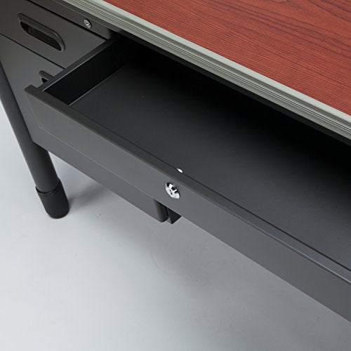 OFM Mesa Series 5-Drawer Steel Desk with Laminate Top - Durable Locking Utility Desk, Cherry, 30" x 60" (66360-CHY)
