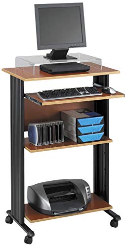 Safco Products Muv 45"H Stand-Up Desk Fixed Height Computer Workstation with Keyboard Shelf, Cherry