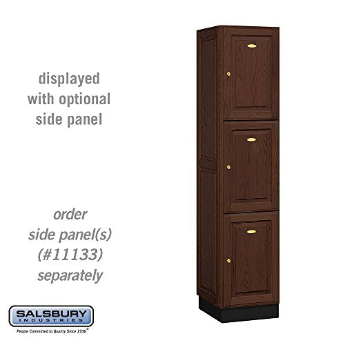 Salsbury Industries 3-Tier Solid Oak Executive One Wide Storage Unit, 6-Feet High by 18-Inch Deep Wood Locker Dark