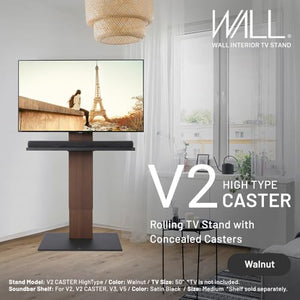 WALL V2 Caster High Type Universal TV Stand - Walnut