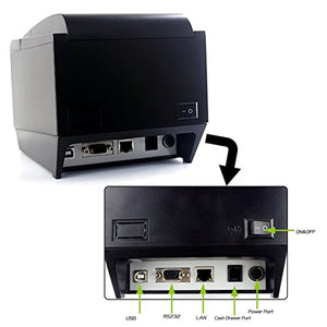 POS Thermal Receipt Printer，Symcode Ethernet/LAN, & Serial Port - Auto Cutter - Cash Drawer Port - Paper Width 3 1/8" (80mm) - Works on Windows XP/Vista/7/8/8.1/10 Uses