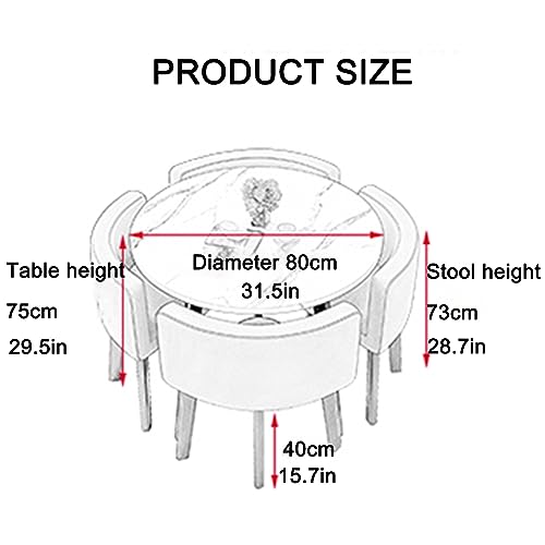 HARELA Kitchen Breakfast Bar Table and Chair Set, Office Reception Room Club Table And Chair Set, Cafe Balcony Living Room Round Dining Table, 1 Table 4 Chairs, Dark Gray Cotton Linen