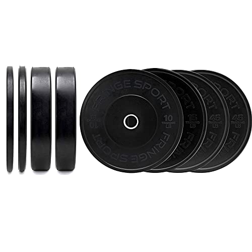 Fringe Sport Durable Low Odor Black Bumper Plates for Weightlifting & Strength Training Equipment with a Dead Bounce, Weight Plates Sets, Ideal for Power Lifting (230.1)