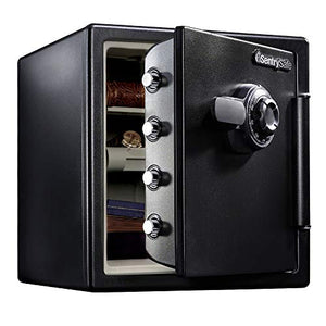 SentrySafe SFW123CU Fireproof Waterproof Safe with Dial Combination, 1.23 Cubic Feet, Black