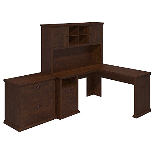 Yorktown L Shaped Desk with Hutch and Lateral File Cabinet