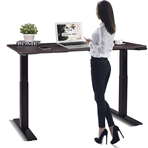 Tangkula Dual Motor Standing Desk Electric Height Adjustable Ergonomic Stand Up Desk Home Office Workstation (Brown)