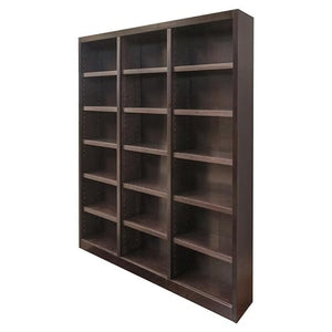 Home Square 84" Triple Wide Wood Bookcase in Chocolate - Set of 2 by Home Square