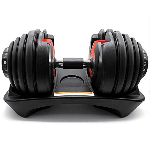 D.Y.A Adjustable Dumbbells Weights Dumbbells Set Strength Training 24KG/52.5lbs Fitness Equipment Dial System Dumbbell with Handle and Weight Plate for Men Women Bodybuilding Workout Home Gym 1PCS