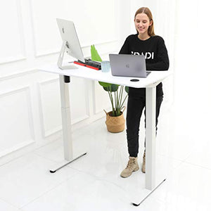 SDADI Electric Height Adjustable Standing Desk - 46 x 24 inch Standing Workstation Sit Stand Up Home Office Desk with 4 Led Display Controller,White Frame/White Top