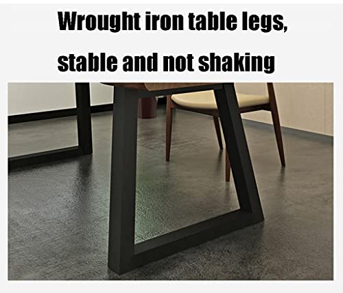 Solid Wood Computer Desk for Home Office, Wrought Iron Legs, Easy to Install, 200x68x75cm