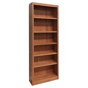 Home Square Solid Wood 84" Bookcase Set with Six Shelves, Set of 2, Dry Oak