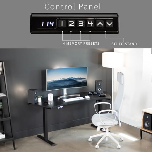 VIVO Electric Height Adjustable Wing-Shaped Stand Up Desk 71 x 24 inch - Black Frame/Table Top - DESK-KIT-1B3B