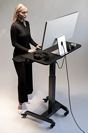 OCOMMO Height Adjustable Mobile Workstation with Keyboard Tray - Sit to Stand Desk