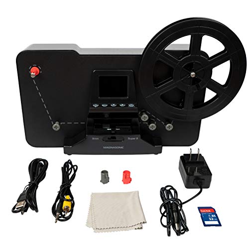 Magnasonic Film Scanner, Converts Super 8/8mm Film to Digital Video, Scans 3", 5", 7" Reels, 32GB SD Card (FS81)