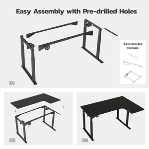 Dripex Electric Height Adjustable L-Shaped Standing Desk, 71 x 43 Inch - Home Office Workstation