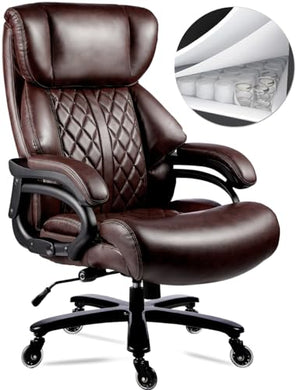 WILLMITA 400lbs Big and Tall Executive Office Chair with Wide Spring Seat - Brown