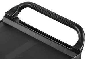 Displays2go 3-Shelf Utility Cart with Swivel Wheels, Enclosed Design, 2 Side Handles, Plastic & Aluminum (Black)