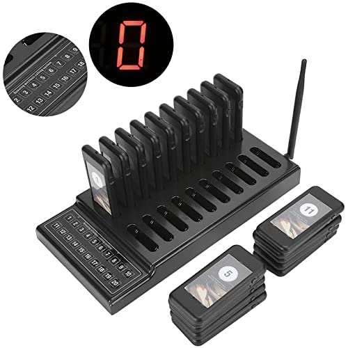 BRANBREIS Restaurant Buzzer Pager System, Wireless 20-Channel Pager with Charging Indicator