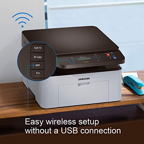Samsung Xpress M2070W Wireless Monochrome Laser Printer with Scan/Copy, Simple NFC + WiFi Connectivity and Built-in Ethernet (SS298H)
