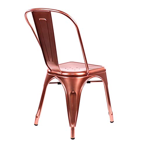 Design Lab MN LS-9000-CRGLD Dreux Restaurant Stackable Steel Side Chair (Set of 4), Metallic Rose Gold