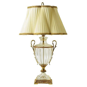 EARSHOT Crystal Glass Table Lamp with Fabric Lampshade - Living Room and Bedroom Decorative Night Light
