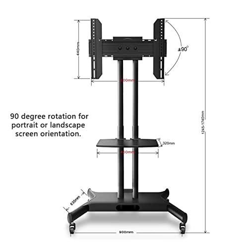 ALcorY Mobile TV Cart TV Floor Stand Mount for 32-65" TVs with AV Shelf & Camera Holder