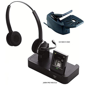 Jabra PRO 9465 Duo Wireless Headset with GN1000 Remote Handset Lifter for Deskphone, Softphone & Mobile Phone