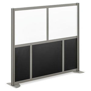 at Work Divider Panel 61"W x 53"H Black Laminate and White Laminate Inserts/Brushed Nickel Finish Aluminum and Steel Frame