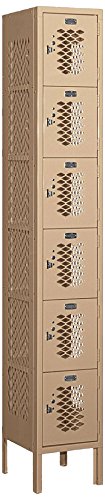 Salsbury Industries 76162TN-U Six Tier Box Style 12-Inch Wide 6-Feet High 12-Inch Deep Unassembled Vented Metal Locker, Tan Brown