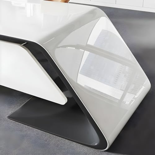 KWOKING L-Shape Executive Desk with Drawers & Shelving in White - 71" x 63