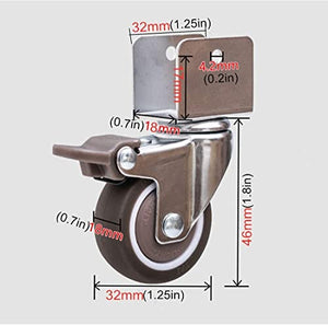 IkiCk Small Swivel Furniture Caster Wheels 1.25 Inch Rubber Wheels - Load 60Kg